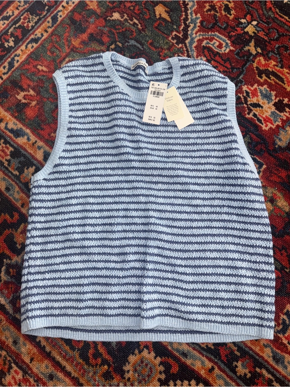 Abercrombie & Fitch Light Blue & Navy Striped Crewneck Sweater Tank - Picture 1 of 4